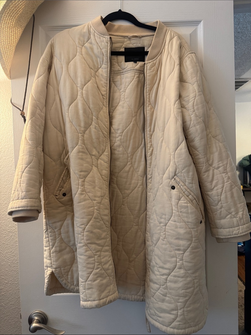 7 For All Mankind Quilted Cream Puffer Coat